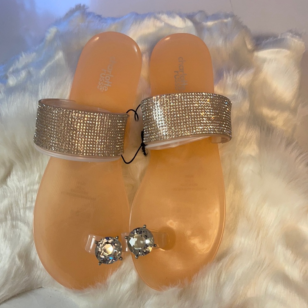 Peach glamorous slippers. (Never worn)